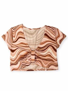 No Boundaries Marble Groovy 90s Basic Crop Top Rave Concert Event Size Small